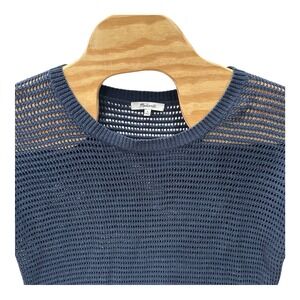 Madewell Sweater Open Knit Women's L  Blue Northshore Pullover Cotton Nautical